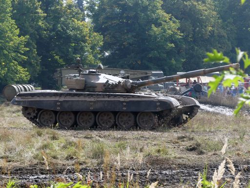 A selective of an army tank in the field