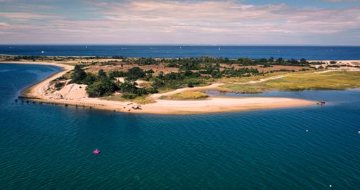 A mesmerizing view of a beautiful seascape with a sandy landscape and trees