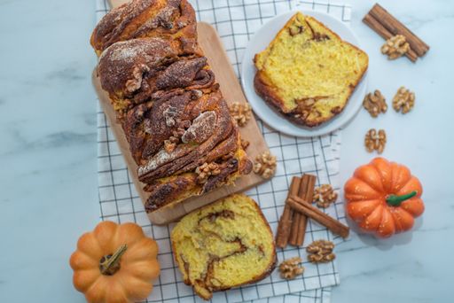 A homemade pumpkin cinnamon babka