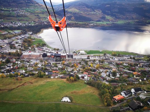 The view of Voss, Norway from a cable car