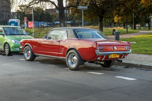 A classic Ford Mustang parked outside in Gdansk, Poland