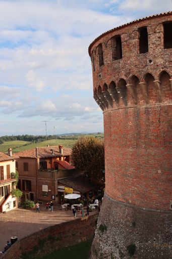 A vertical shot of the Sforza medieval castle in Dozza, Emilia Romagna, Italy