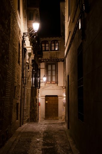 A vertical shot of a typical Toledo alley in its old town. Spain.