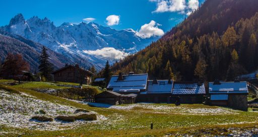 A beautiful view of the snowy rocky mountains in France