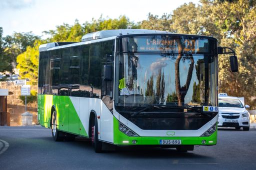 Public transportation bus on the streets of Mdina, Malta