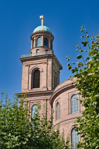 A vertical shot of a St. Paul's church in Frankfurt, Hessen, Germany