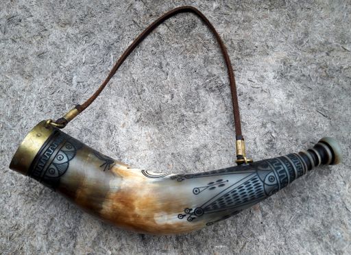 A top view of an old hunting horn