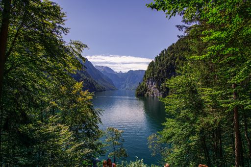 A scenic view of a river between the mountains Berchtesgaden National Park Ramsau Germany
