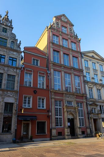 The old town with historical buildings against a clear blue sky in Gdansk, Poland