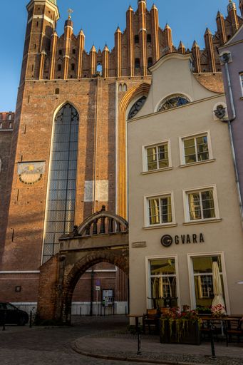 A vertical shot of the Basilica of Saint Mary in Gdansk, Poland