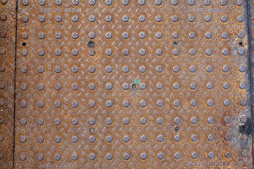 An overhead shot of metal rusty ground with "Made in USA" on the right side
