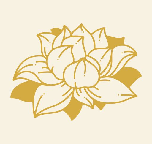 A lotus flower outline on beige background