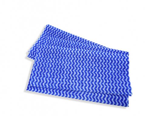 Closeup Image Of Blue Color Absorbent Cloth Used For Household Cleaning In White Background. Selective Focus