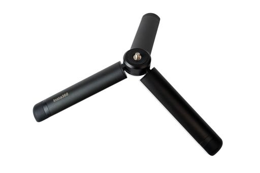A sleek black Insta360 tripod accessory with three extended legs on a white background.