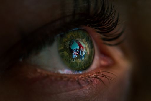 The beautiful closeup shot of the eye reflection