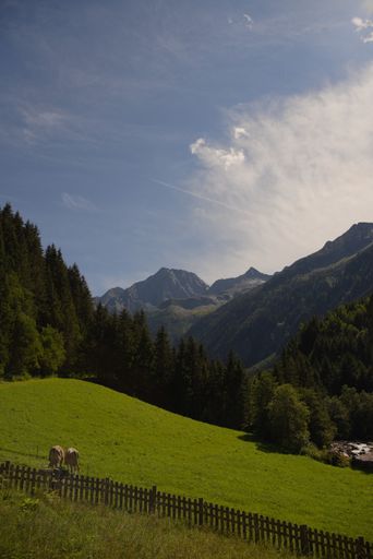 A vertical shot of beautiful green mountains and hills under a bright sky