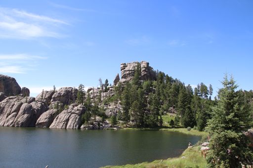A scenic view of Sylvan Lake in Custer State Park, South Dakota
