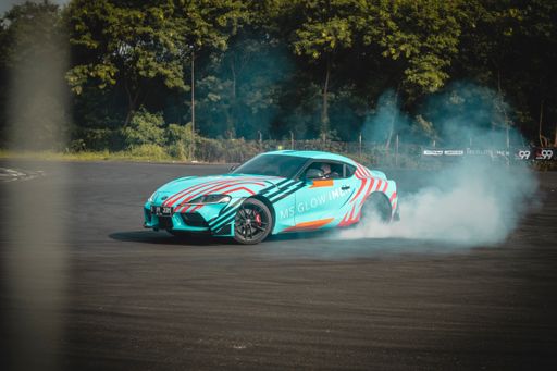 A Toyota supra drift in a race in Tangerang, Indonesia