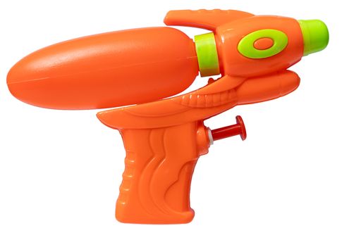 Orange color water gun isolated on white background
