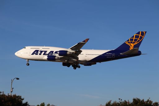 The Atlas Air Boeing 747-400 arrives at San Jose airport with Denver Broncos for a game against the 49ers.