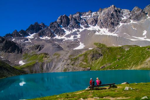 A landscape view of the Lake Sainte Anne in hautes alpes. Queyras, France