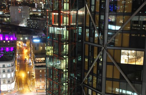View of modern architectures in london at night