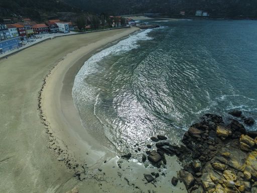 Ezaro, village with beach in Galicia,Spain. Drone Photo