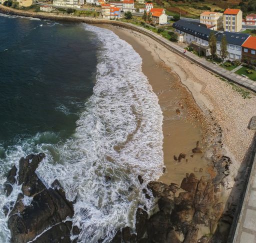 Ezaro, village with beach in Galicia,Spain. Drone Photo