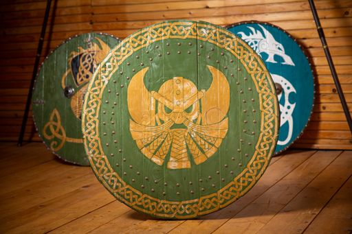The three wooden medieval shields
