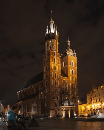 The St.Mary's Basilica on the main square in Krakow, Poland