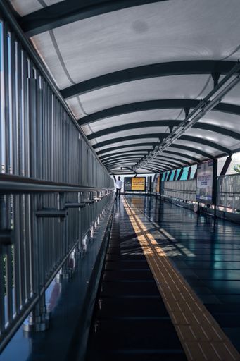 A vertical shot of an overhead passage from the insiin daylight