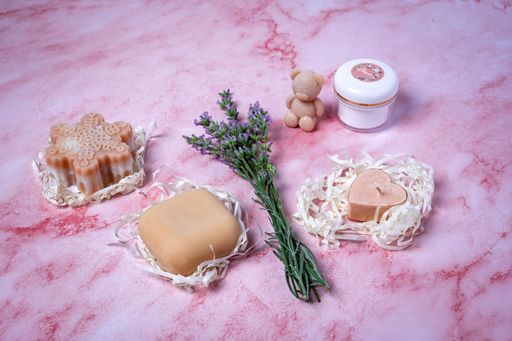 A close-up of natural ingredient soap with shea butter