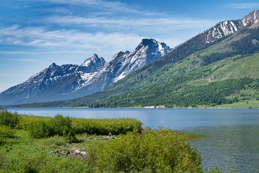 A clean mountain lake in the Grand Teton National Park, Jenny, USA