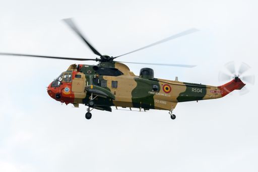 A seaking RS04 doing test flight for historic helicopters before going to the UK