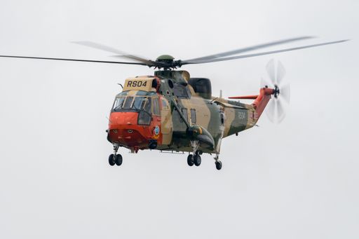 A seaking RS04 doing test flight for historic helicopters before going to the UK