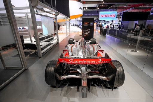 A McLaren Formula One Racing Car on display at McLaren motor show exhibitor stand in Johannesburg, South Africa