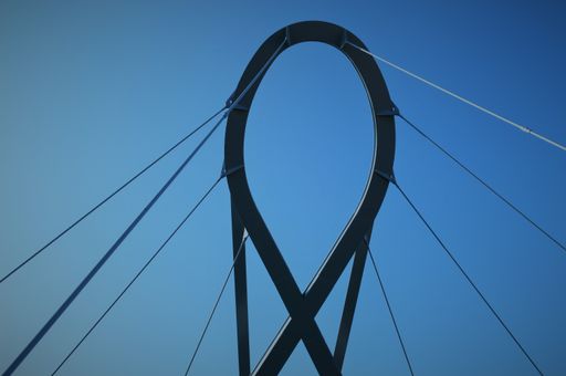 A low-angle shot of the bridge part against the blue sky in Aveiro, Porto, Portugal