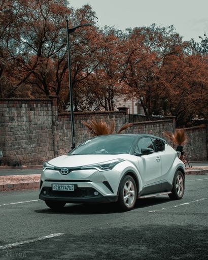 The modern luxury Toyota CH-R white car in the street of Addis Ababa in Ethiopia