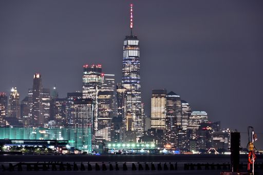 The night view of skyscrapers in New York