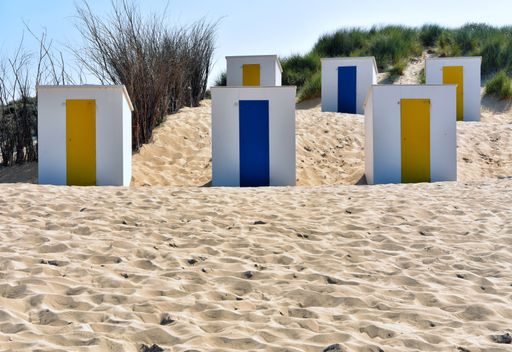 The Cabins on a beach in Cadzand, The Netherland