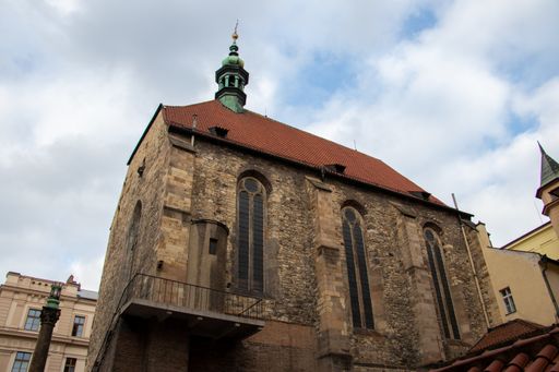 A low angle shot of St. Wenceslas Church at Zderaz, Prague, Czechia with a cloudy blue sky in the background