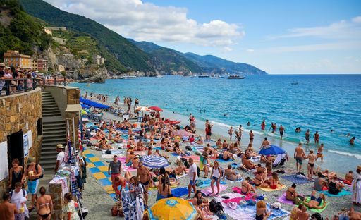 The beach scene on Cinque Terre, Italy