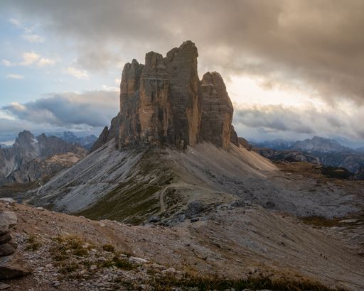The gloomy clouds over high mountainous peaks