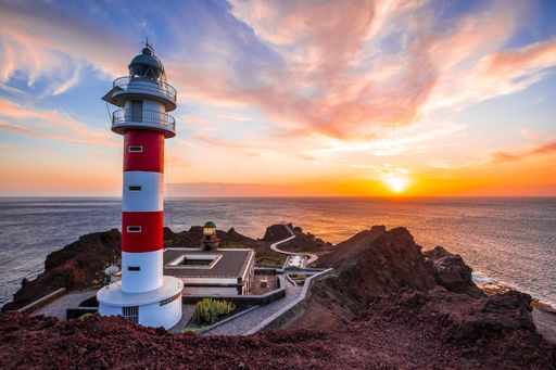 The beautiful Punta De Teno Lighthouse captured during the breathtaking sunset in Tenerife, Spain