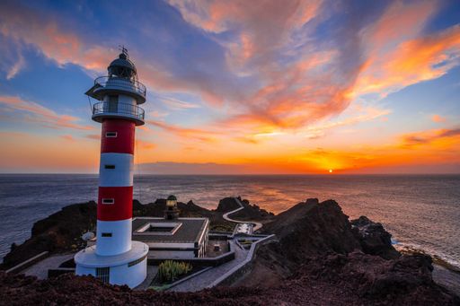The beautiful Punta De Teno Lighthouse captured during the breathtaking sunset in Tenerife, Spain
