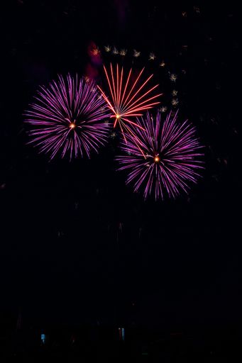 Colorful multiple fireworks explosion in the night sky