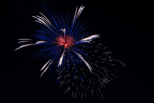 An enchanting firework exploded in the black background