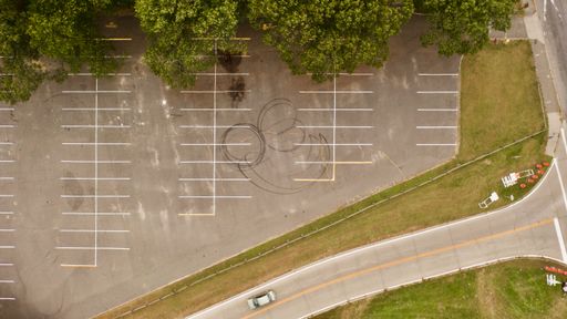 A top view of an empty parking lot