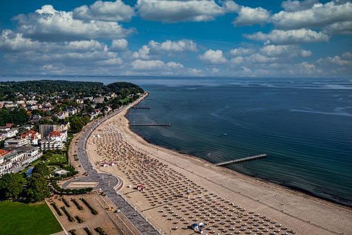 A breathtaking aerial view of the Travenmude city near the sea coast