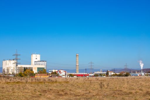 A scenic shot of the industrial area of Reghin city, Romania